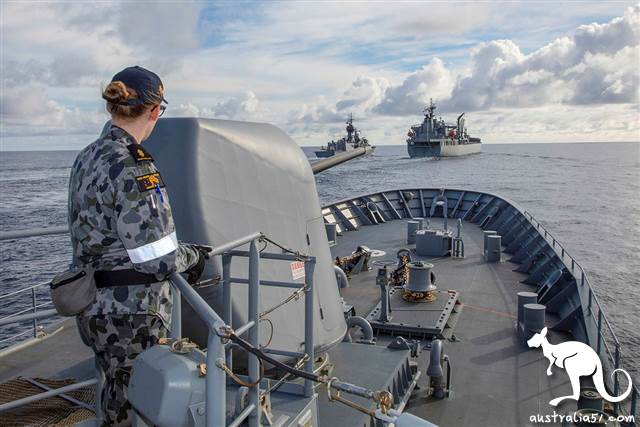 澳洲海軍本月早些時候在南海地區執行任務。(澳洲國防部圖片)