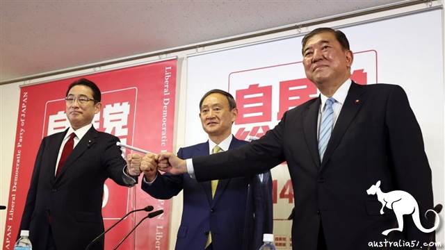 岸田文雄(左),菅義偉(中)和石破茂